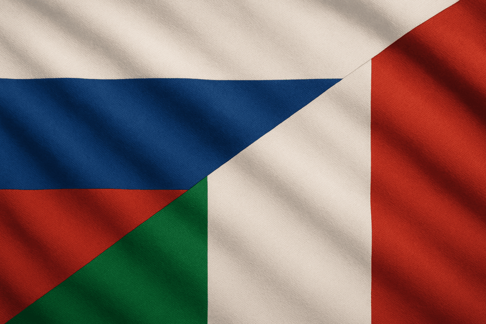 Флаг России и Италии